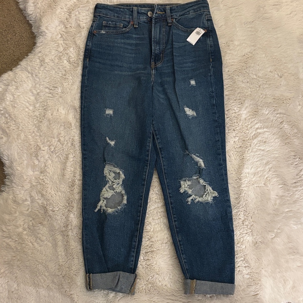 Old Navy Women's Distressed Boyfriend Jeans - Dark Blue